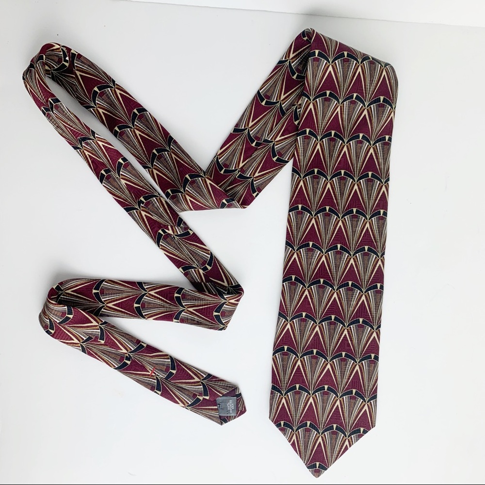Henry Grethel Silk Tie Geometric Art Deco Style